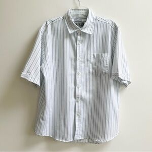 Bruno New York | Men’s White/Grey Striped Short Sleeve Button-Down Shirt